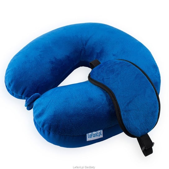 Poduszka podróżna ortopedyczna LEFANT, + maska, niebieska, 30x30x12 cm, 2 elementy Lefant