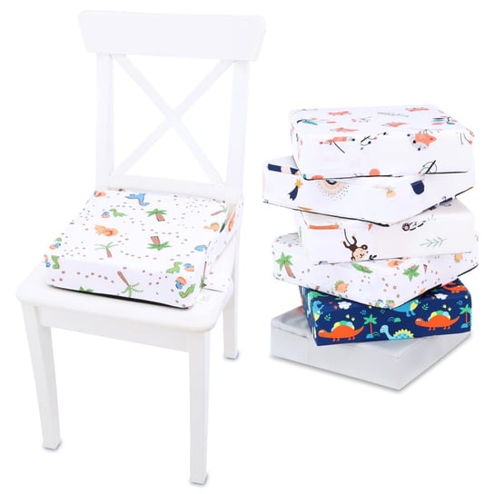 Poduszka podwyższająca dla dziecka 32x32x8 cm - Siedzisko na krzesło dziecięce z bawełny Dino Totsy Baby
