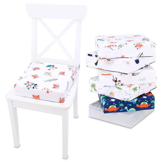 Poduszka podwyższająca dla dziecka 32x32x8 cm - Siedzisko na krzesło dziecięce z bawełny Liski Totsy Baby