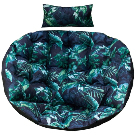Poduszka Premium na huśtawkę wiszącą kokon gniazdo fotel - czarny w zielone liście Blomster