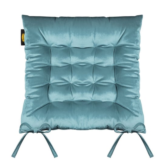 Poduszka siedzisko 40x40x8 Velvet 16 na krzesło morska welurowa z wiązaniem Eurofirany