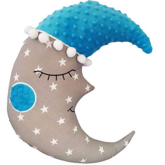 Poduszka śpiący księżyc szaro - niebieski księżyc 30 x 45 cm Olimagia