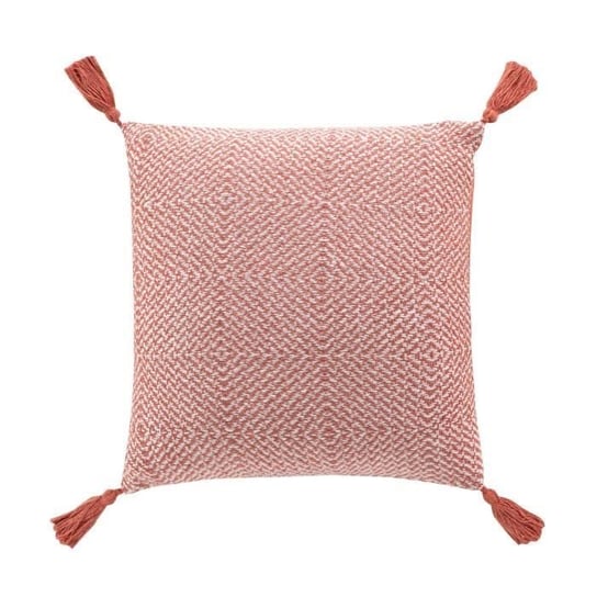 Poduszka tkane bawełniane pompony 40 x 40 cm terakota Louissette Inna marka