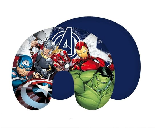 Poduszka turystyczna rogal Avengers Heroes granatowa kolorowa Jerry Fabrics
