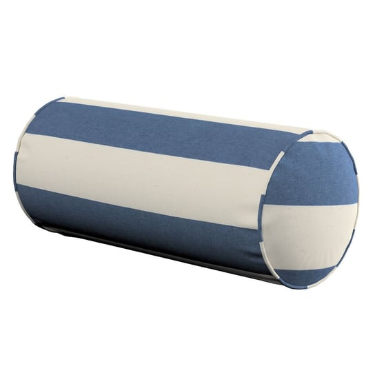 Poduszka wałek prosty, niebiesko - białe pasy (5,5cm), Ø16x40 cm, Quadro Dekoria