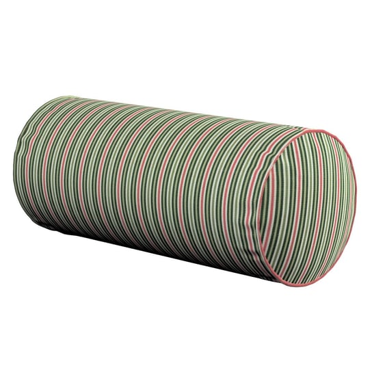 Poduszka wałek prosty, pasy w odcieniach zieleni i czerwieni, Ø16x40 cm, Londres Dekoria