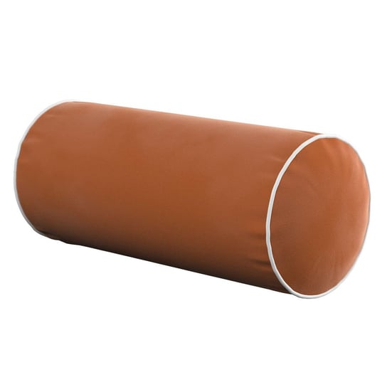 Poduszka wałek prosty z lamówką, karmelowy, Ø16 × 40 cm, Velvet Dekoria