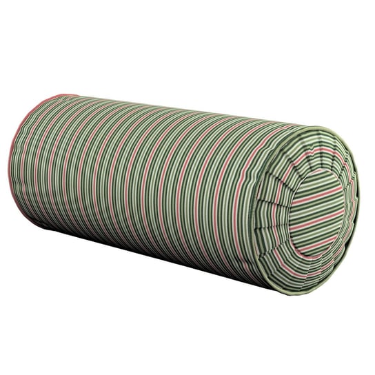 Poduszka wałek z zakładkami, pasy w odcieniach zieleni i czerwieni, Ø20x50 cm, Londres Dekoria