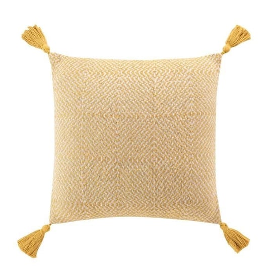 Poduszka z pomponem Louissette tkana bawełniana 40 x 40 cm żółta Inna marka