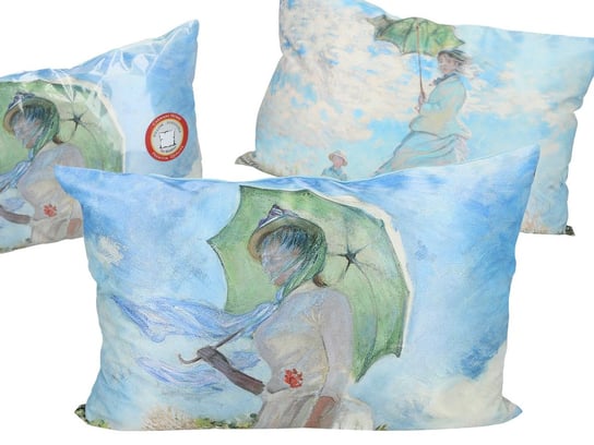 Poduszka z wypełnieniem/suwak (duża) - Claude Monet, Kobieta z parasolką (CARMANI) Carmani