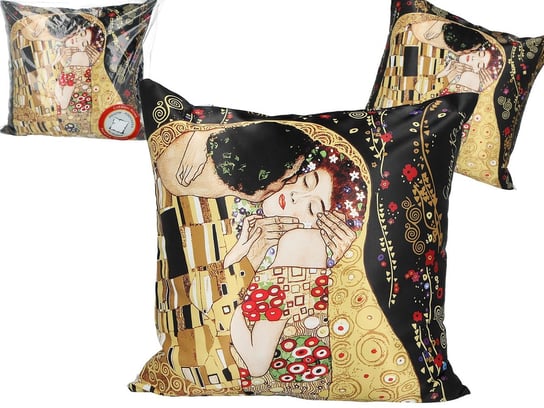 Poduszka z wypełnieniem/suwak - G. Klimt, Pocałunek (czarne tło) (CARMANI) Carmani