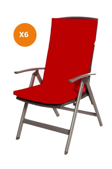 Poduszki na fotel ogrodowy, 110x47x4cm, komplet 6szt., czerwone poduszki ogrodowe, płaska poduszka, poduszka na krzesło z wysokim oparciem, poduszka na meble ogrodowe/ Setgarden Inna marka