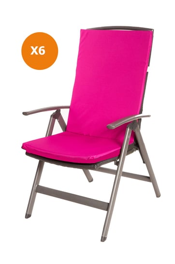 Poduszki na fotel ogrodowy, 110x47x4cm, komplet 6szt., różowe poduszki ogrodowe, płaska poduszka, poduszka na krzesło z wysokim oparciem, poduszka na meble ogrodowe/ Setgarden Inna marka
