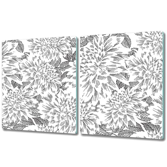 Podwójna Deska Do Krojenia ze Szkła - 2x 40x52 cm - Szkicowane kwiaty Coloray