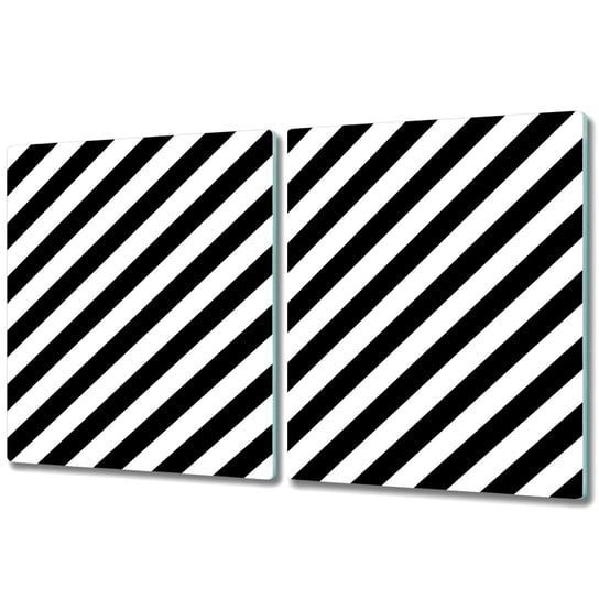 Podwójna Deska Do Krojenia ze Szkła Hartowanego - 2x 40x52 cm - Czarno białe skośne linie Coloray