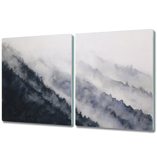 Podwójna Deska Do Krojenia ze Szkła Hartowanego - 2x 40x52 cm - Góry we mgle Coloray