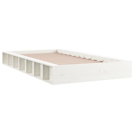 Podwójna rama łóżka biała z litego drewna, 120x190 cm Shumee
