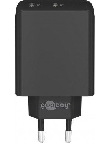 Podwójna szybka ładowarka USB-C™ PD (36 W) czarna Goobay