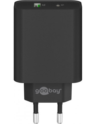 Podwójna szybka ładowarka USB PD/QC (45 W) czarna Goobay