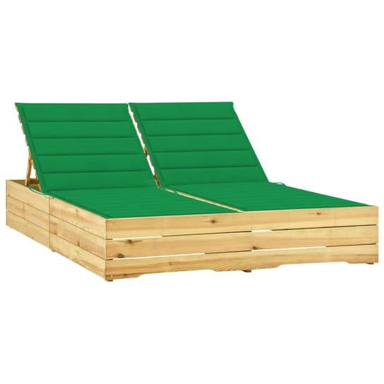 Podwójny leżak z zielonymi poduszkami, impregnowana sosna vidaXL