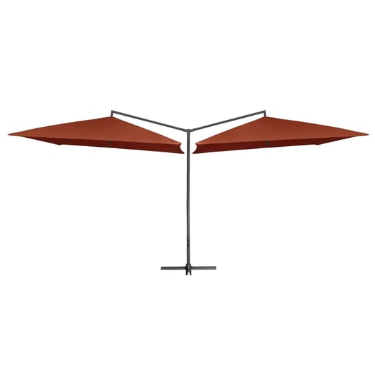 Podwójny parasol na stalowym słupku VIDAXL, czerwony, 250x250 cm vidaXL