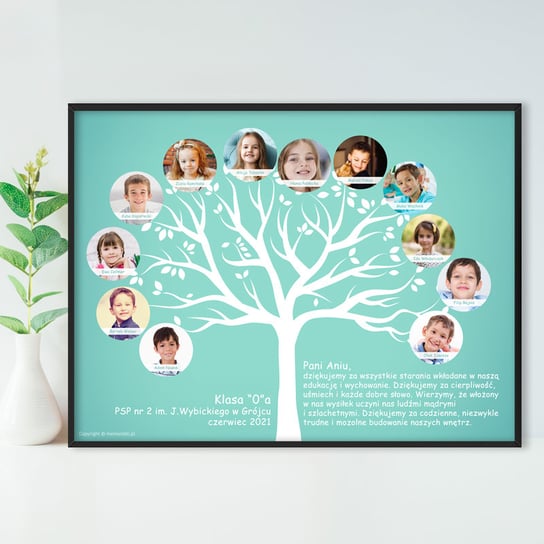 Podziękowania dla Nauczyciela Plakat Drzewo + ramka a3 + zdjęcia dzieci Memorabli