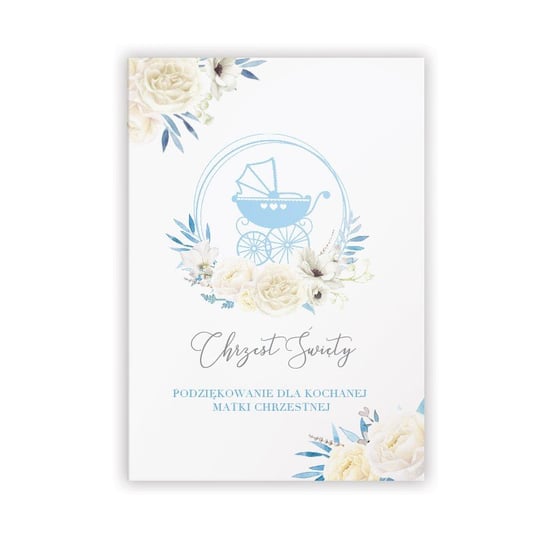 Podziękowanie dla chrzestnej, otwierane kwiatowy wózek NiebieskiStolik