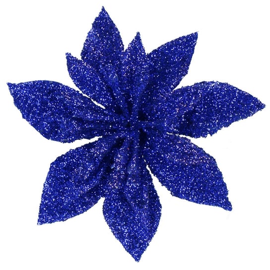 Poinsecja, sztuczny kwiat gwiazda betlejemska granatowa z brokatem Springos