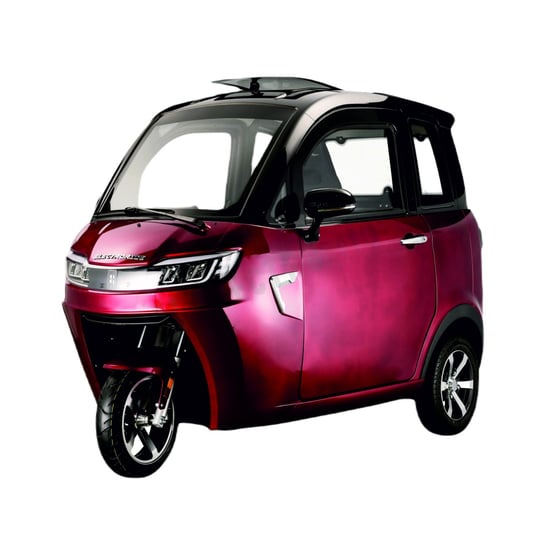 Pojazd elektryczny trójkołowy skuter zabudowany ELECTRORIDE Futuri 3, bez prawa jazdy, dwuosobowy czerwony ELECTRORIDE