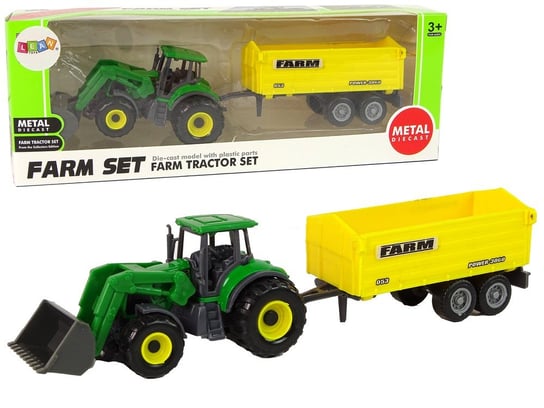 Pojazd Rolniczy Z Żółtą Przyczepą Zielony Mały Lean Toys