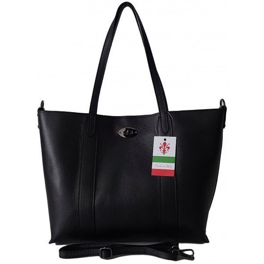 Pojemna włoska torba Shopper bag ,skórzana na ramię mieści A4 ,Vera Pelle , Czarna SB755N Vera Pelle