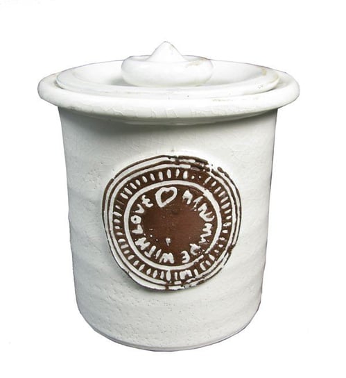 Pojemnik ceramiczny-słój, biały, 19x18 cm 