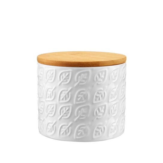 Pojemnik ceramiczny Tuvo listki z bambusową pokrywką 670 ml AMBITION Ambition