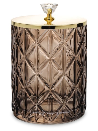 Pojemnik dekoracyjny szklany z metalową złotą pokrywką BRĄZOWY Inna marka