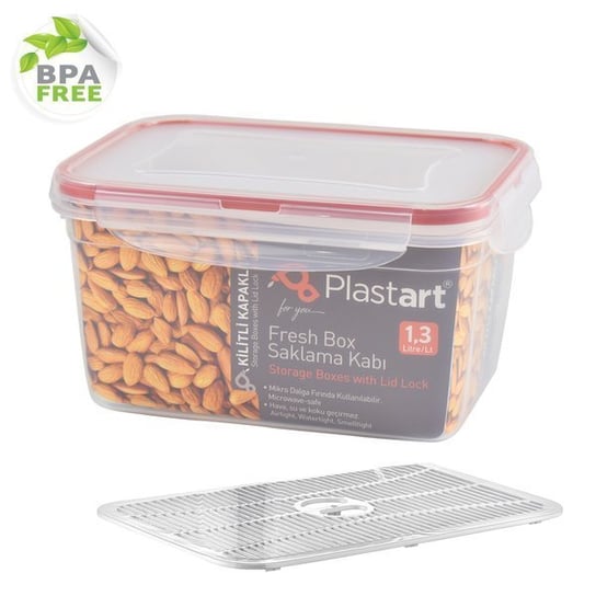 Pojemnik do żywności z ociekaczem i uszczelką Fresh Box 1,3 l bez BPA PLASTART