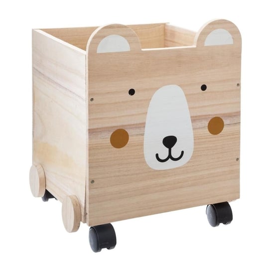 Pojemnik drewniany BEAR na kółkach, mobilne pudło, 30x28x38 cm Atmosphera for kids