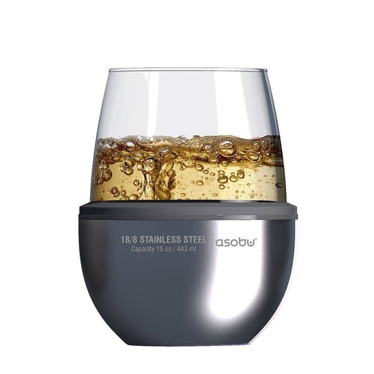 Pojemnik izolowany ze szklanką Asobu Insulated Wine Kuzie - silver Inny producent