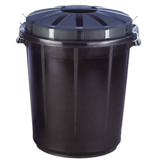 Pojemnik Kosz Na Odpady Śmieci Uniwersalny Z Pokrywą Okrągły 70L Czarny Meva