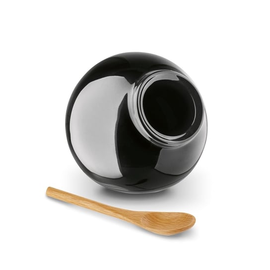 Pojemnik kuchenny czarny + drewniana łyżeczka Konighoffer Ceramic KoningHOFFER