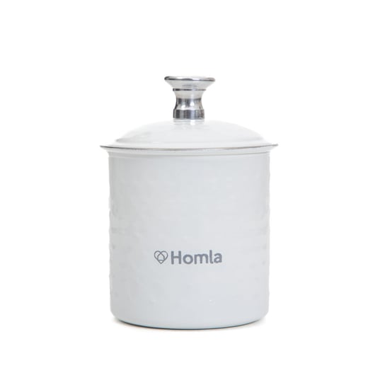Pojemnik metalowy kuchenny CASAY biały z pokrywką 7x8,5 cm HOMLA Homla