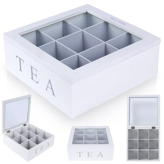 Pojemnik na herbatę pudełko organizer na torebki herbaty herbaciarka 22x22x8,5 cm Inna marka