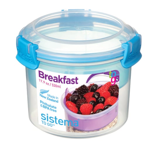 Pojemnik na śniadanie w kolorze niebieskim To Go Sistema 530ml Breakfast To Go Blue Online Range Sistema