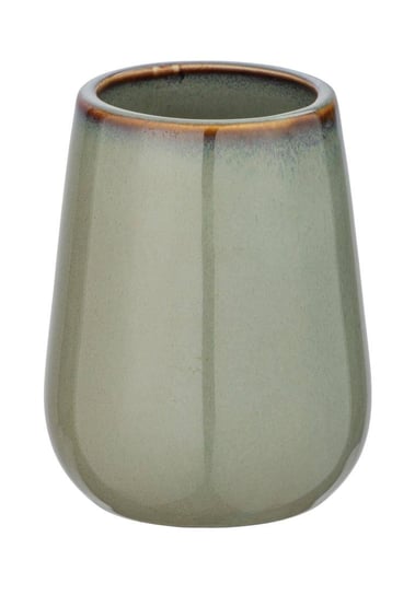 Pojemnik na szczoteczki do zębów SIRMIONE, ceramiczny, zielony z miedzianą krawędzią, Ø 8 cm, Wenko Wenko