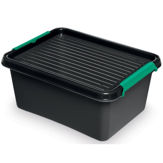 Pojemnik Plastikowy Pudełko Z Pokrywką Pudło Eco Box Do Przechowywania Do Domu Garażu Magazynu Czarny 12,5 L EDANTI