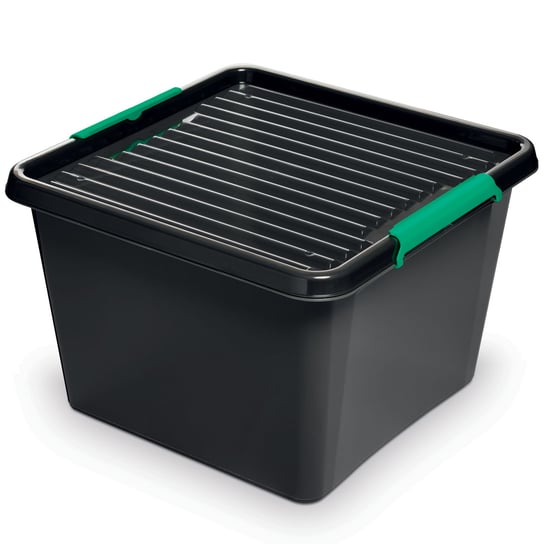 Pojemnik Plastikowy Pudełko Z Pokrywką Pudło Eco Box Do Przechowywania Do Domu Garażu Magazynu Czarny 32 L EDANTI