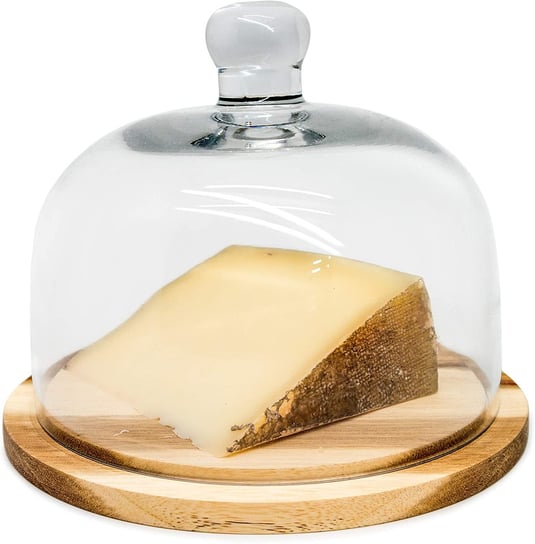 Pojemnik szklany na ser Z drewnianą podstawą 19 cm Inna marka