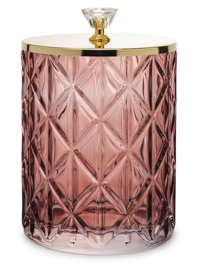 Pojemnik szklany ozdobny ze złotą pokrywą : Kolor - Różowy MIA home