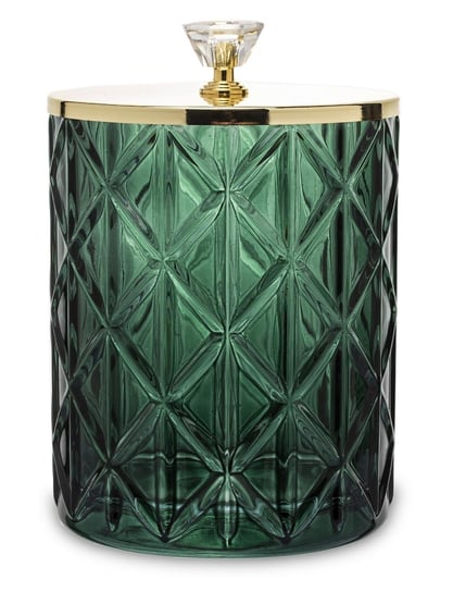 Pojemnik szklany ozdobny ze złotą pokrywą : Kolor - Zielony MIA home