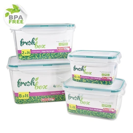 Pojemniki do żywności Fresh Box bez BPA komplet 4 sztuki całkowita pojemność 8,9 l - 8,9l DUNYA