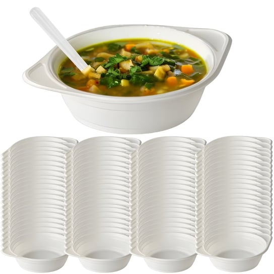 Pojemniki Miski na zupę flaczarki jednorazowe wielorazowe białe 100sz 500ml ABC